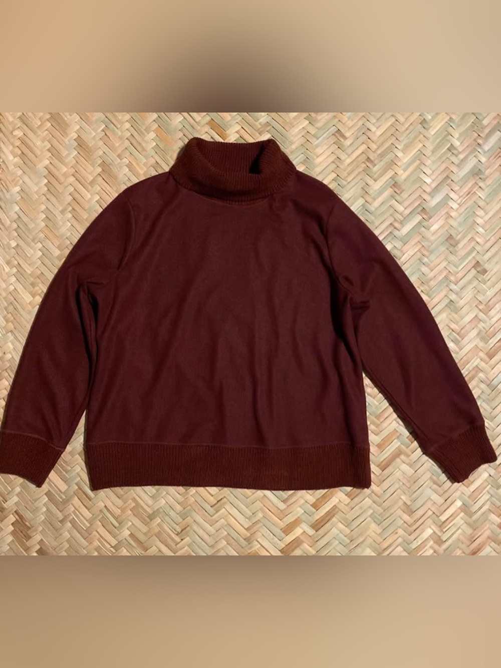 a new day Burgundy Knit and fleece Turtleneck Sweater